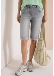 Shorts Cecil "Style Toronto", Damen, Gr. 32, N-Gr, mid grau used wash, Denim/Jeans, Obermaterial: 78% Baumwolle, 20% Polyester, 2% Elasthan. Futter: 52% Polyester, 48% Baumwolle, unifarben, straight fit kniefrei, Hosen Shorts, Jeanshorts im Slim Fit und mit Stretch