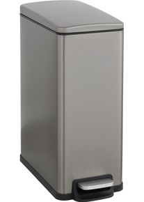 M&uuml;lleimer OTTO HOME "Joonah, mit verz&ouml;gertem Schlie&szlig;mechanismus, schmal und kompakt", metal grau, B:25,5cm H:63,2cm T:51,6cm, Edelstahl, M&uuml;lleimer, M&uuml;lleimer, Nischen-M&uuml;lleimer, Treteimer, Kosmetikeimer mit Deckel