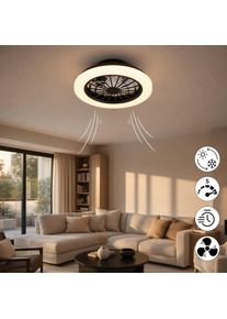 Hanseatic LED Deckenleuchte "DLVO69222RS, Deckenventilator mit Licht &Oslash; 38cm, inkl Fernbedienung", schwarz matt, wei&szlig;, 1, &Oslash; 38,5cm H: 14cm, 1 Stk., Leuchten, Ventilator mit 5 Stufen, Vor- & R&uuml;cklauf, LED mit CCT Timer Nachtlicht, LED Deckenleuchte