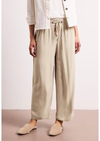 Stoffhose Street One "Style Emee", Damen, Gr. 36, L&auml;nge 26, cobble stone, Web, Obermaterial: 100% Viskose, unifarben, l&auml;ssig geschnitten 3/4-L&auml;nge, Hosen Stoffhose, 3/4-Sommerhose mit elastischem Bund und Tunnelzug