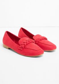bonprix Femei Pantofi loafer cu &icirc;mpletitură decorativă, roşu, 41