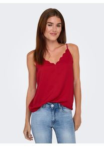Spaghettitop Only "ONLDEBBIE SINGLET NOOS WVN", Damen, Gr. 42, salsa, Web, Obermaterial: 100% Polyester, unifarben, regular fit normal, V-Ausschnitt, Tops Spaghettitop, Kunstfaser, regular fit, Rundhals