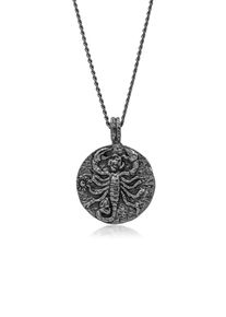 Kette mit Anh&auml;nger HAZE & GLORY "Halskette Sternzeichen Skorpion Kordelkette 925 Silber" Gr. 60, grau, Halsketten, Herren, Silber 925 (Sterlingsilber), Kette mit Anh&auml;nger