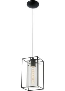 Eglo H&auml;ngeleuchte "Loncino Pendellampe, Vintage, H&auml;ngelampe aus Stahl und Glas, E27", schwarz, 1, H: 110cm, 1 Stk., Leuchten, H&auml;ngeleuchte - L15 x B15 x H110 cm - schwarz - 1X60W exkl., H&auml;ngeleuchte
