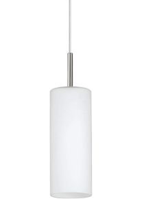 Eglo H&auml;ngeleuchte "TROY 3 Pendellampe, Stahl und Glas, E227, IP20, Esstischlampe, Lampe", wei&szlig; (wei&szlig;, nickelfarben), 1, &Oslash; 12cm, Leuchten, H&auml;ngeleuchte, H110 x &Oslash;11, nickel-matt, 1X40W exkl., H&auml;ngeleuchte