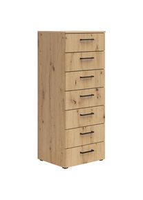 Kommode, Eiche Artisan, Kunststoff, 7 Schublade(n) Schubladen, 45x115x40 cm, FSC Mix, Typenauswahl, Beim&ouml;bel erh&auml;ltlich, stehend, Kleinm&ouml;bel, Kommoden, Kommoden