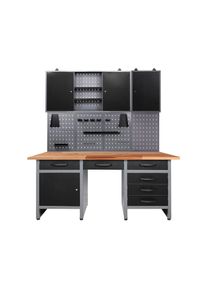 M&Ouml;BELIX M&ouml;belix , Anthrazit, Grau , Holz, Metall , Buche , 1 F&auml;cher , 6 Schublade(n) Schubladen , 160x205x60 cm , T&Uuml;V-gepr&uuml;ft, FSC , Baumarkt, Werkstatteinrichtung, Werkb&auml;nke