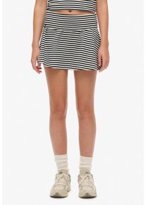 Minirock Superdry "ATH ESS FOLD OVER SKIRT", Damen, Gr. XS, eclipse navy stripe, Web, Obermaterial: 95% Baumwolle, 5% Elasthan, gestreift, regular fit kurz, R&ouml;cke Minirock