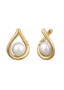 Paar Creolen Elli "Ohrringe Creolen mit Perlen von Swarovski(R) 925 Sterling Silber" Gr. 18, gold, Ohrringe, Damen, Silber 925 (Sterlingsilber), Paar Creolen