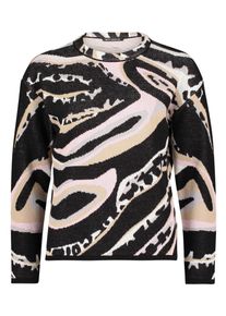 Rundhalspullover Betty Barclay "Feinstrickpullover mit Jacquard", Damen, Gr. 48, bunt (schwarz, ros&eacute;), Obermaterial: 100% Baumwolle CO., Pullover Rundhalspullover