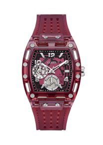 Multifunktionsuhr Guess "PHOENIX", rot, beere, Armbanduhren, Herren, Multifunktionsuhr, Quarzuhr, Armbanduhr, Herrenuhr, Silikonarmband, analog, Wochentag