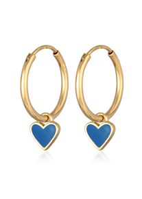 Paar Creolen Elli "Ohrringe Creolen Herz Love Emaille 925 Silber" Gr. 27, blau, Ohrringe, Damen, ohne Stein, Silber 925 (Sterlingsilber), Paar Creolen