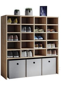 Schuhregal Vcm "Holz Regal Schuhschrank Schuhregal Hinsol XL", braun (sonoma, eiche (s&auml;gerau)), B:92cm T:33cm, Regale, Schuhregal