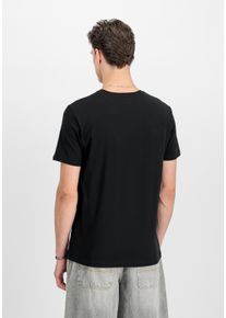 T-Shirt Alpha Industries "Basic T-Shirt BL Foil Print", Herren, Gr. S, schwarz (schwarz, metalsilber), Obermaterial: 100% Baumwolle, Shirts T-Shirt