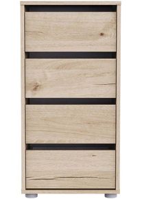 Schubkastenkommode Demeyere Group, dunkel eiche royal, B:40cm H:76,3cm T:39,6cm, Spanplatte, Sideboards, Schubkastenkommode