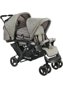 CHIC 4 BABY Geschwisterwagen CHIC4BABY "Duo", Baby, jeans grau, Kinderwagen Geschwisterwagen, mit feststellbaren Doppelschwenk-Vorderr&auml;dern