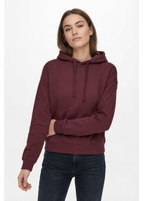 Kapuzensweatshirt Only "ONLBEST L/S HOOD SWT NOOS", Damen, Gr. L, lila (tawny port), Sweatware, Obermaterial: 65% Polyester, 35% Baumwolle, unifarben, regular fit normal, Rundhals, Rippb&uuml;ndchen, Sweatshirts Kapuzensweatshirt, Materialmix, regular fit