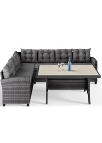 Casaria Polyrotan Loungeset Lissabon Grijs/Antraciet