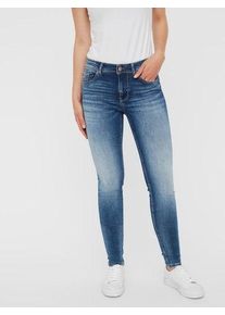 V&eacute;ro Moda Skinny-fit-Jeans VERO MODA "VMLUX MR SLIM", Damen, Gr. M, L&auml;nge 30, blau (medium blau denim), Denim/Jeans, Obermaterial: 99% Baumwolle, 1% Elasthan, Basic, skinny fit, Jeans Skinny-fit-Jeans