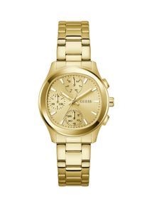 Multifunktionsuhr Guess "BIRDIE", goldfarben, Armbanduhren, Damen, Multifunktionsuhr, Quarzuhr, Armbanduhr, Damenuhr, Edelstahlarmband, analog, Wochentag