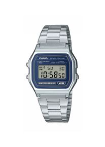 Chronograph CASIO VINTAGE, edelstahlfarben, dunkelblau, Armbanduhren, Damen, Chronograph, Quarzuhr, Armbanduhr, Damenuhr, Herrenuhr, Edelstahlarmband, digital