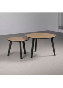 Couchtisch Home Affaire "Ronda", eiche, schwarz, eiche, B:70cm H:45cm T:70cm, Tische, Couchtisch, Beistelltische mit Massivholzf&uuml;&szlig;en - Ma&szlig;e (B/T/H) 50-70/39-45/50-70 cm