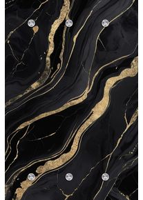 Garderobenpaneel queence "Wandgarderobe mit Motiv Marmor Abstrakt inkl. Edelstahlhaken", schwarz (gold), B:80cm H:120cm T:2,5cm, Acrylglas, Edelstahl, Garderobenpaneele, Garderobenpaneel, HD Premium Druck auf Acrylglas