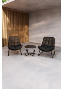 Gartenlounge-Set VENTURE HOME "Cala, gro&szlig;z&uuml;giges Outdoor-Set f&uuml;r hohen Sitzkomfort", schwarz, B:68cm H:76cm T:93cm, Polyester, Stahl, Sitzm&ouml;bel-Sets, Gartenlounge-Set, Loungem&ouml;bel rund, Stoffbezug, angenehm, weich