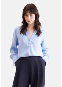 Klassische Bluse Seidensticker, Damen, Gr. XL (42), hellblau, 100% Leinen, unifarben, regular fit, V-Ausschnitt, Blusen Klassische Bluse, Tunika Uni