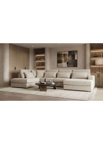 Wohnlandschaft OTTO HOME "Nivette, weiches Chenille", latte, B:386cm H:93cm T:220cm, 100% polyester, Sofas, Wohnlandschaft, Breite 386 cm, U-Form, bodentief, 6 Zierkissen inkl.