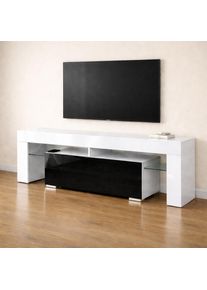 Lowboard OTTO HOME "MONICA, TV-Board, TV-Kommode, TV-Schrank, TV-Unterschrank, TV-M&ouml;bel", schwarz hg, B:140cm H:47,5cm T:35cm, Spanplatte, Sideboards, Lowboard, Modernes Hochglanz TV-Board in 2 Farben, grifflos mit Push-to-Open