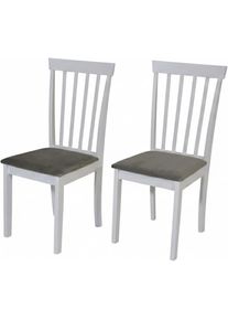 Esszimmerstuhl Jahnke "LITE SIT DUO", wei&szlig;, silbergrau, wei&szlig;, silbergrau, B:43,5cm H:93cm T:49cm, Massivholz, St&uuml;hle, Esszimmerstuhl, Esszimmerstuhl (2er Set), Massivholz, Samt-Stoff, bis 110 kg belastbar