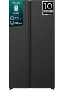 HISENSE Side-by-Side "RS3P538NA", Energieeffizienz: E, schwarz inox, B:91,1cm H:178,6cm T:600cm, K&uuml;hlschr&auml;nke, einfacher Side by Side mit Premium-Ausstattung, Side-by-Side