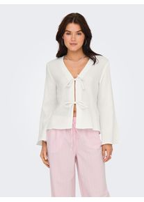 Jacqueline de Yong Langarmbluse JDY "JDYTHEIS LIFE L/S TOP WVN NOOS", Damen, Gr. XS, cloud dancer, Web, Obermaterial: 100% Baumwolle, unifarben, regular fit normal, V-Ausschnitt, weit, Blusen Langarmbluse, Baumwolle, regular fit, Musselin Qualit&auml;t