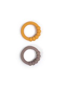 Filibabba Silikonbei&szlig;ring 2er-Pack - Warm Grey + Honey Gold