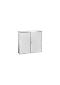 Schuifdeurkast, elk 2 legborden, 1 tussenwand, h x b x d = 1100 x 1200 x 400 mm, wit