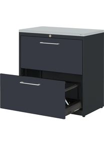 Mauser Hangmappenkast, kunststof blad, 2 laden, 2 rijen, met sluitdemping, antracietgrijs / antracietgrijs / lichtgrijs