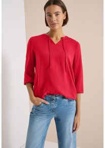 Kurzarmbluse Cecil, Damen, Gr. S (38), fresh rot, Web, Obermaterial: 55% Leinen, 45% Viskose, unifarben, normal h&uuml;ftbedeckend, Rundhals, abgesteppte Kante, Blusen Kurzarmbluse, Sommerbluse aus Leinenmix