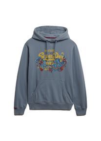 Sweatshirt Superdry "Sweatshirt VI Tokyo Relaxed Hood", Herren, Gr. L, grau (blau), Obermaterial: 80% Baumwolle CO. 20% Polyester PES., Sweatshirts Sweatshirt