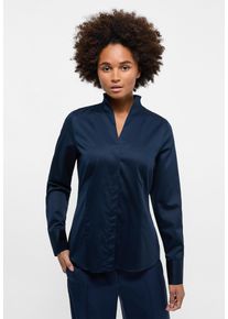 Hemdbluse Eterna "REGULAR FIT", Damen, Gr. 46, blau (navy), 95% Baumwolle, 5% Elasthan, normal, Blusen Hemdbluse, EASY IRON (b&uuml;gelleicht)