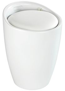 Badhocker Wenko "Candy", schwarz-wei&szlig; (wei&szlig;, schwarz), B:36cm H:50,5cm T:36cm, Hocker, Badhocker, mit abnehmbarem W&auml;schesack