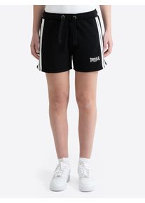 Sweatshorts Lonsdale "CARLOWAY", Damen, Gr. XS, N-Gr, schwarz, wei&szlig;, Obermaterial: 60% Baumwolle, 40% Polyester, Hosen Sweatshorts, sportlicher Stil, f&uuml;r Sportmode und Streetwear, komfortable Passform