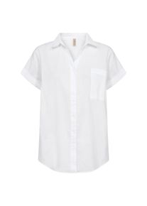 Kurzarmbluse soyaconcept "SC-DORA 1", Damen, Gr. S, wei&szlig;, Web, Obermaterial: 100% Baumwolle, unifarben, normal, V-Ausschnitt, Blusen Kurzarmbluse, Baumwolle