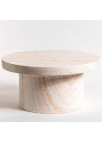 Mid.you Couchtisch, Kaschmir, Stein, Travertinoptik, rund, rund, 60x30x60 cm, Wohnzimmer, Wohnzimmertische, Couchtische, Couchtische rund