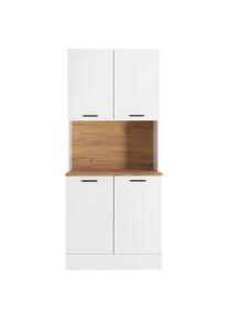 Buffet, Wei&szlig;, Eichefarben, Holzwerkstoff, 6 F&auml;cher, 90x210x52 cm, K&uuml;chen, K&uuml;chenm&ouml;bel, Buffetschr&auml;nke