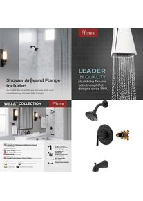 1-Handle Pure-Balanced Tub and Shower Trim Kit with Rain Showerhead and Tub Spout, Matte Black, WaterSense Certified