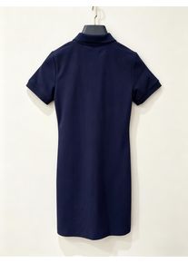2026 New Women Navy Blue Polo Dress Size M L Casual Short Sleeve Slim Fit Solid Color Dress Code 018