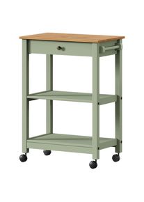 Livetastic Servierwagen, Braun, Olivgr&uuml;n, Holz, Pinie, massiv, 1 Schublade(n) Schubladen, rechteckig, Rollen, 65x90.6x40 cm, Esszimmer, Barm&ouml;bel, Barwagen