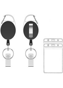Badge Reels with Belt Clip,Retractable Key Card ID Holder,Strong Keychain Extender with 2-Vertical Style Clear ID Card
