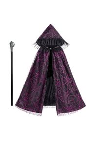 Girls Witch Costume Sets Halloween Wizard Cosplay Cloak Baby Children's Birthday Party Mask Wand Dress Up Performance Clothes